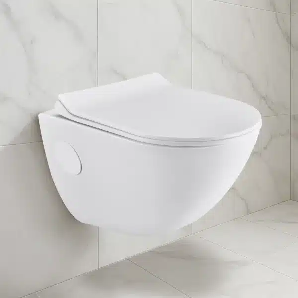 Ruby Arc wall-hung closet – curved front toilet design | Johnson sanitaryware | Tile House showroom, Puzhal, Chennai