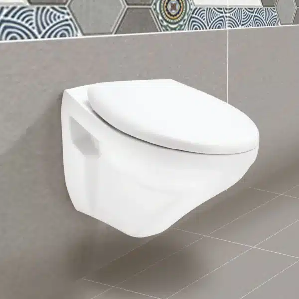 Venice wall-hung closet – elegant wall-mounted toilet unit | Johnson sanitaryware | Tile House showroom, Madipakkam
