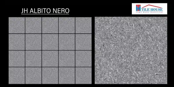 JH Albito Nero – 2x2 ft vitrified floor tile black shade close-up | Johnson Tiles | Tile House Chennai