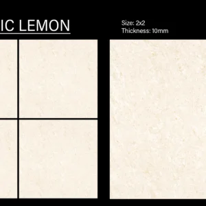 BZ Tropic Lemon – 2x2 ft vitrified floor tile lemon shade close-up | Johnson Tiles | Tile House Chennai