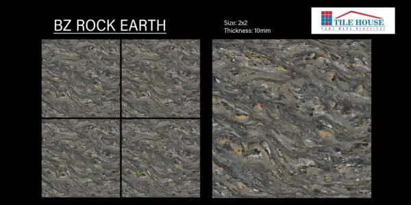 BZ Rock Earth – 2x2 ft vitrified floor tile earthy tone close-up | Johnson Tiles | Tile House Chennai