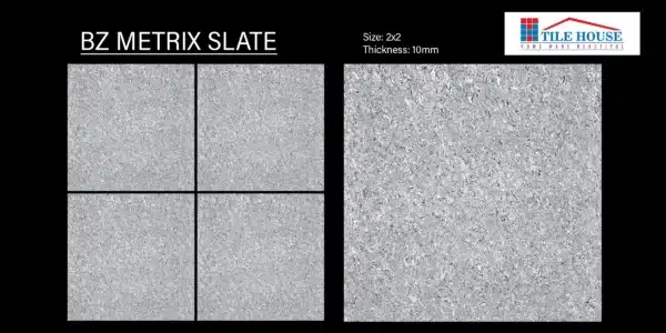 BZ Matrix Slate – 2x2 ft vitrified floor tile slate finish close-up | Johnson Tiles | Tile House Chennai