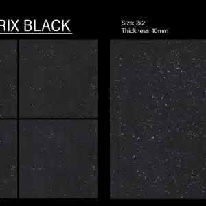 BZ Matrix Black – 2x2 ft vitrified floor tile black tone close-up | Johnson Tiles | Tile House Chennai